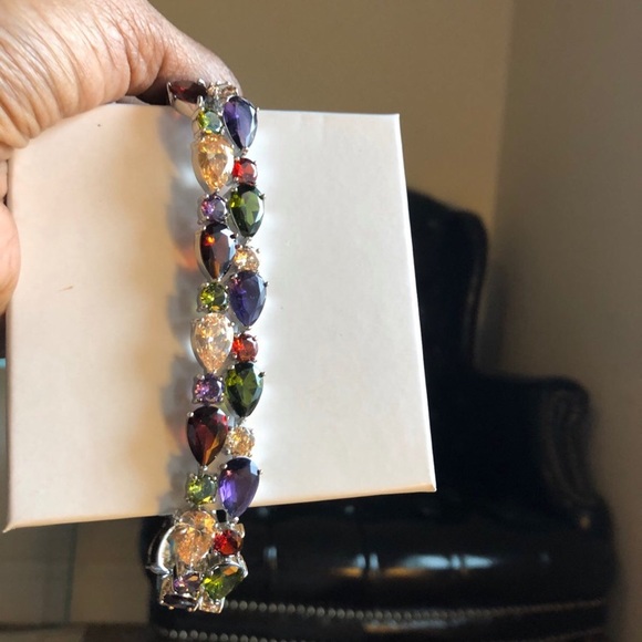 Multicolor Swarovski bracelet rhodium plated - Picture 4 of 9